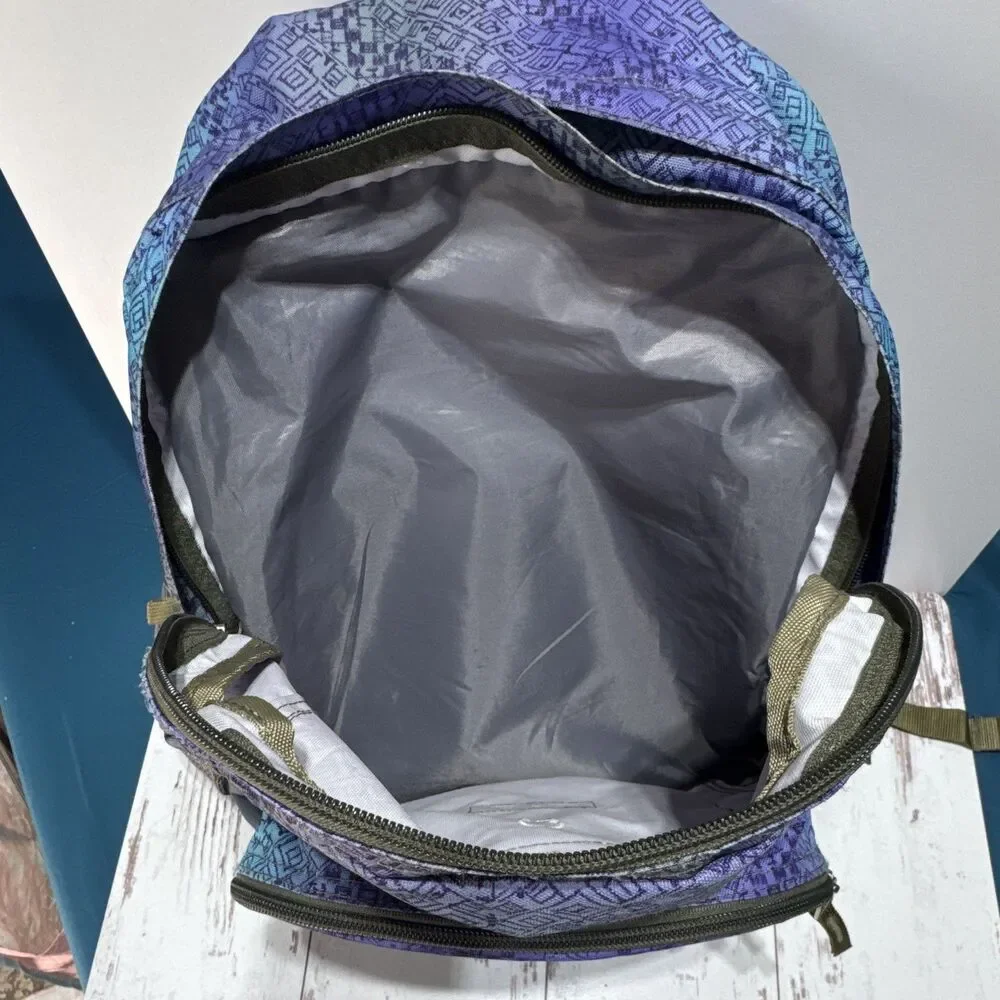 L.L.Bean Blue Purple Gray Backpack Zip Padded Straps Reflective